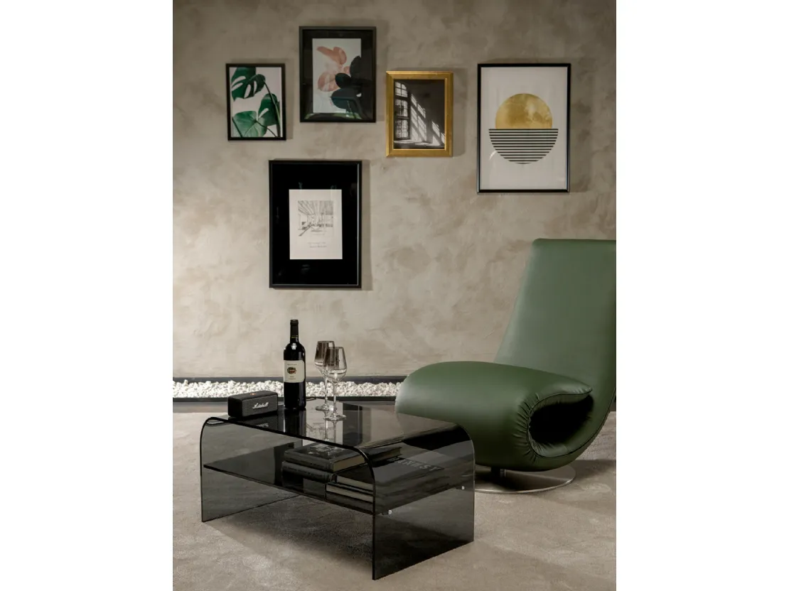 Tavolino in vetro curvato fumè Classic Big di Tonin Casa