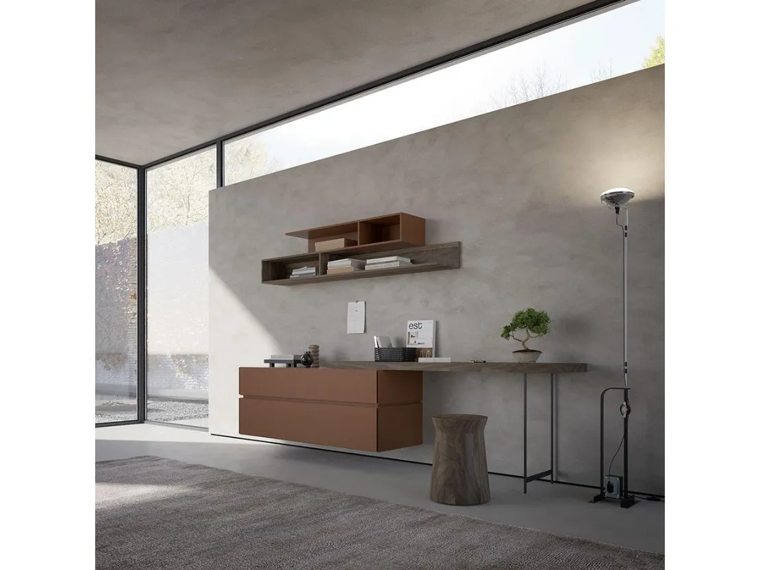 Scrittoio Comp 377 in laccato, legno e metallo di Mobilgam