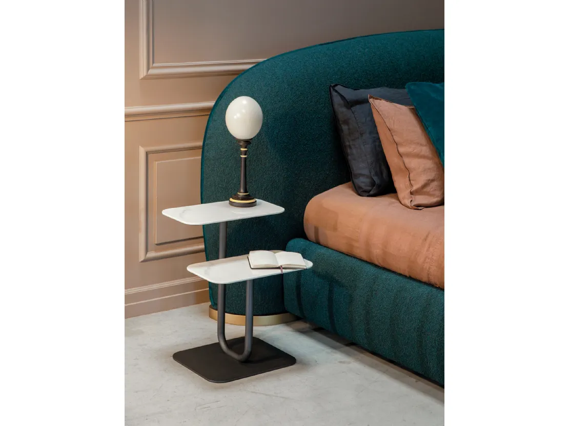 Tavolino con top in grès porcellanato con struttura in metallo Levels di Tonin Casa