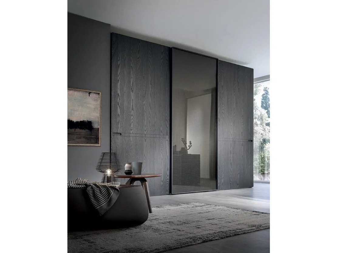 Armadio con ante scorrevoli Ariel Comp 314 in legno e vetro di Mobilgam
