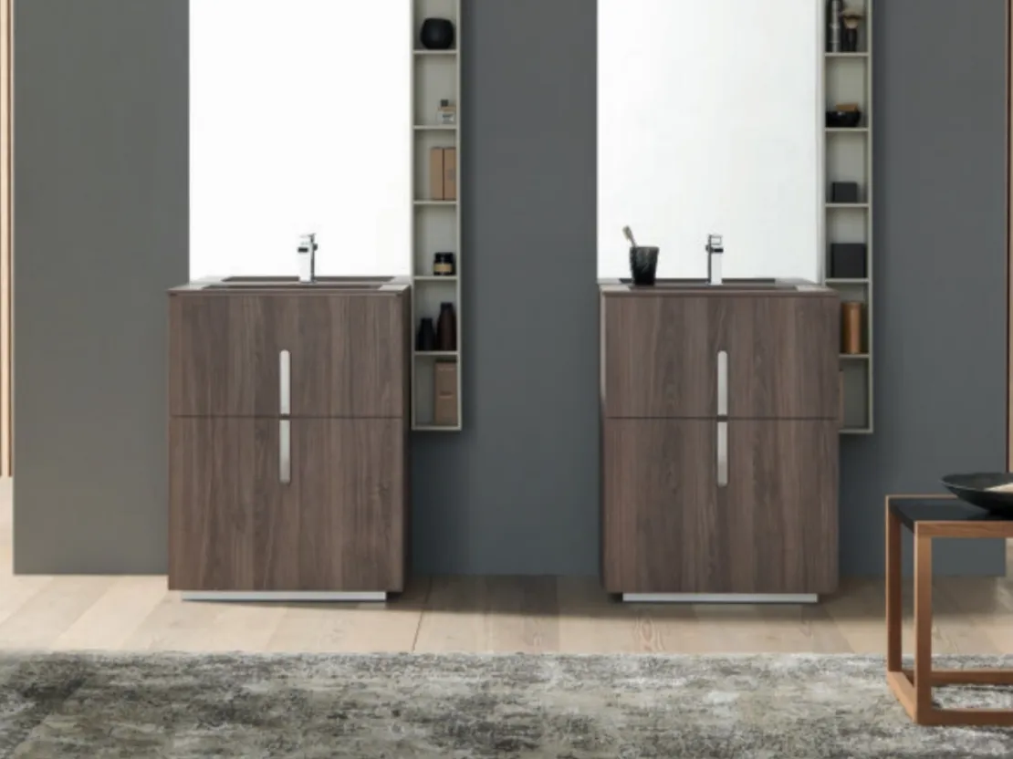 Mobile Bagno da appoggio M System C001 in HPL Unicolor Noce Savoia di Baxar