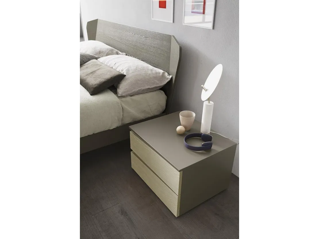 Comodino Line in laccato opaco e legno di Mobilgam