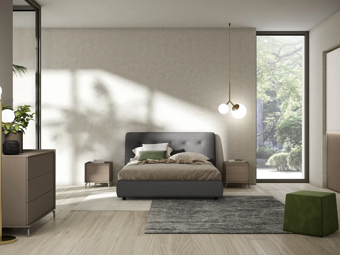 Letto Adagio in tessuto imbottito di Colombini Casa