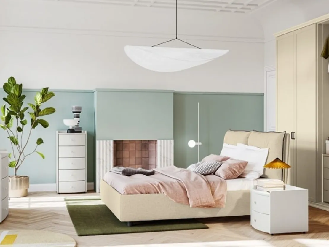 Letto Arcadia Kiss in tessuto imbottito di Colombini Casa
