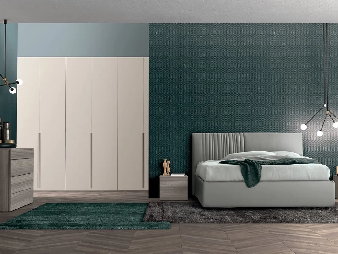 Letto in tessuto imbottito con testiera Vitalyty Evoque di Colombini Casa