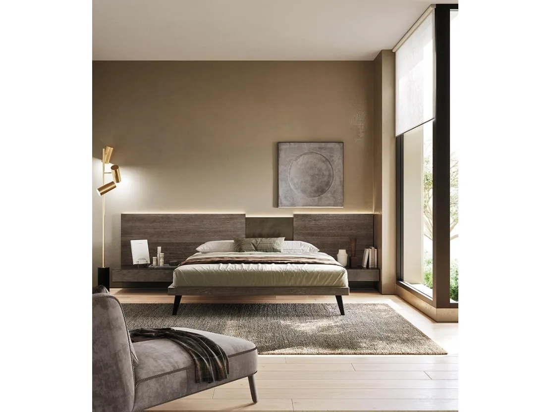 Letto matrimoniale Wall System con testiera di Mobilgam