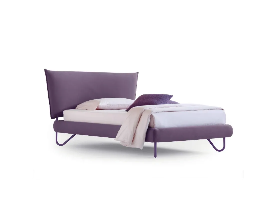 Letto singolo in tessuto imbottito con testiera Hug 04 Soft di Noctis