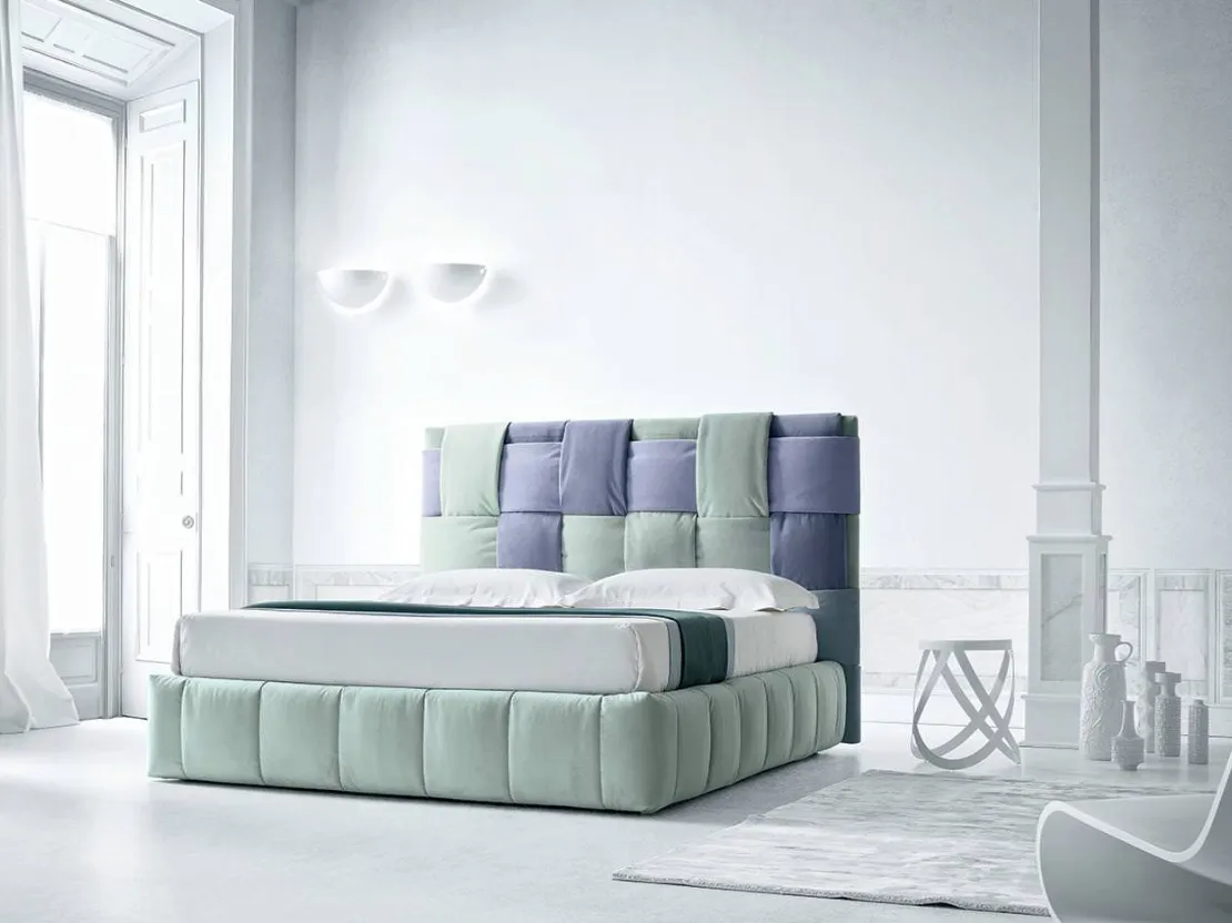 Letto in tessuto morbido con testiera intrecciata Tiffany di Felis