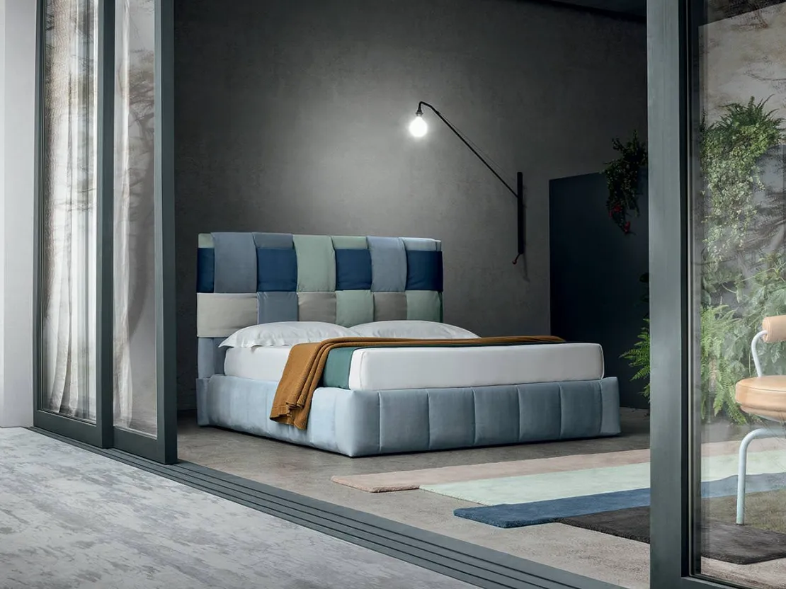 Letto in tessuto morbido con testiera intrecciata Tiffany di Felis