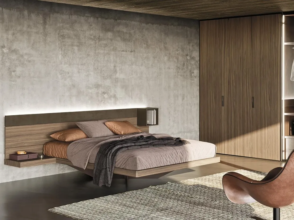 Letto matrimoniale Wall System N06 di Mobilgam