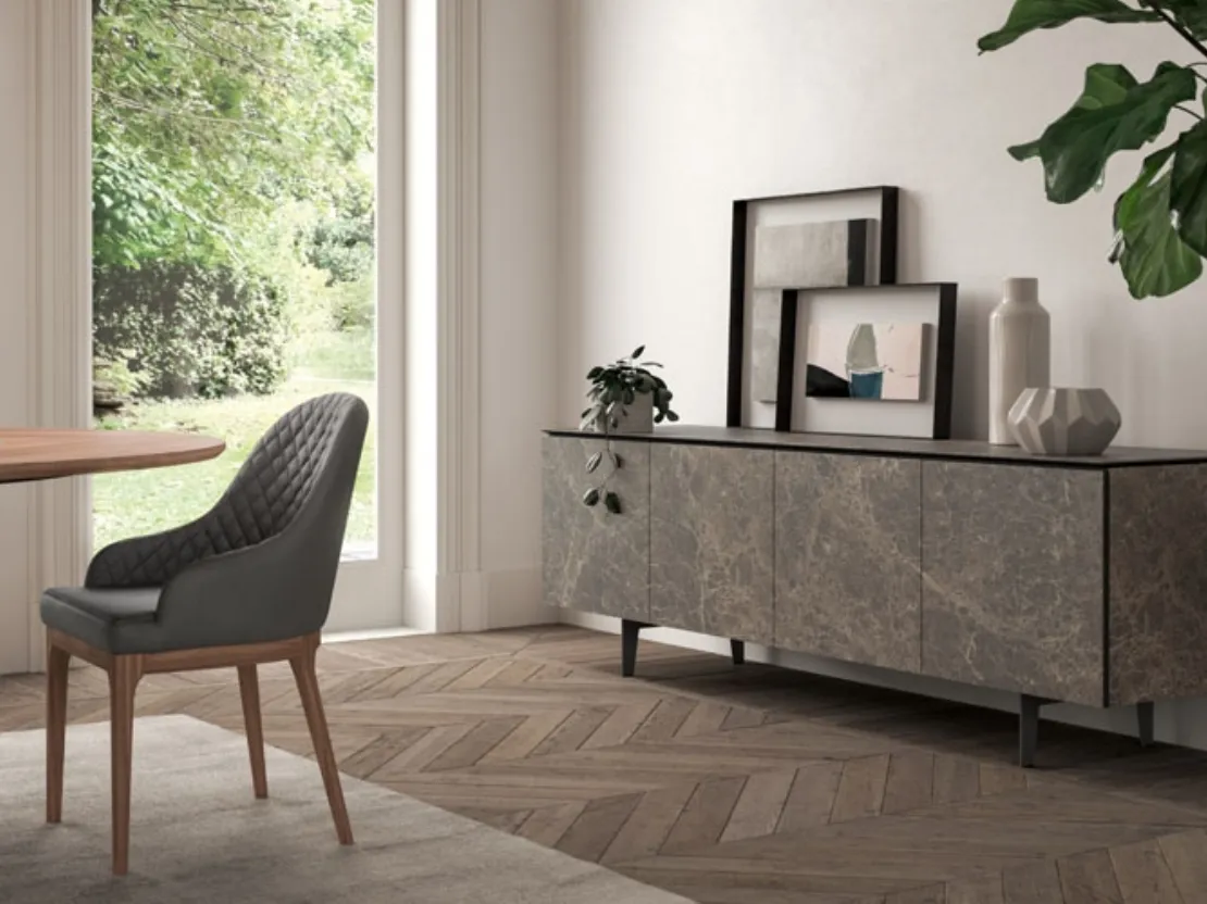 Madia moderna in ceramica Calacatta effetto marmo Armor di Ozzio