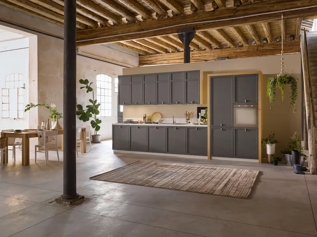 Cucina Classica in legno laccato grigio opaco Mia lineare di Dibiesse