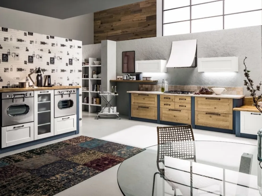 Cucina lineare in Muratura Curry in Rovere Naturale di Arrex