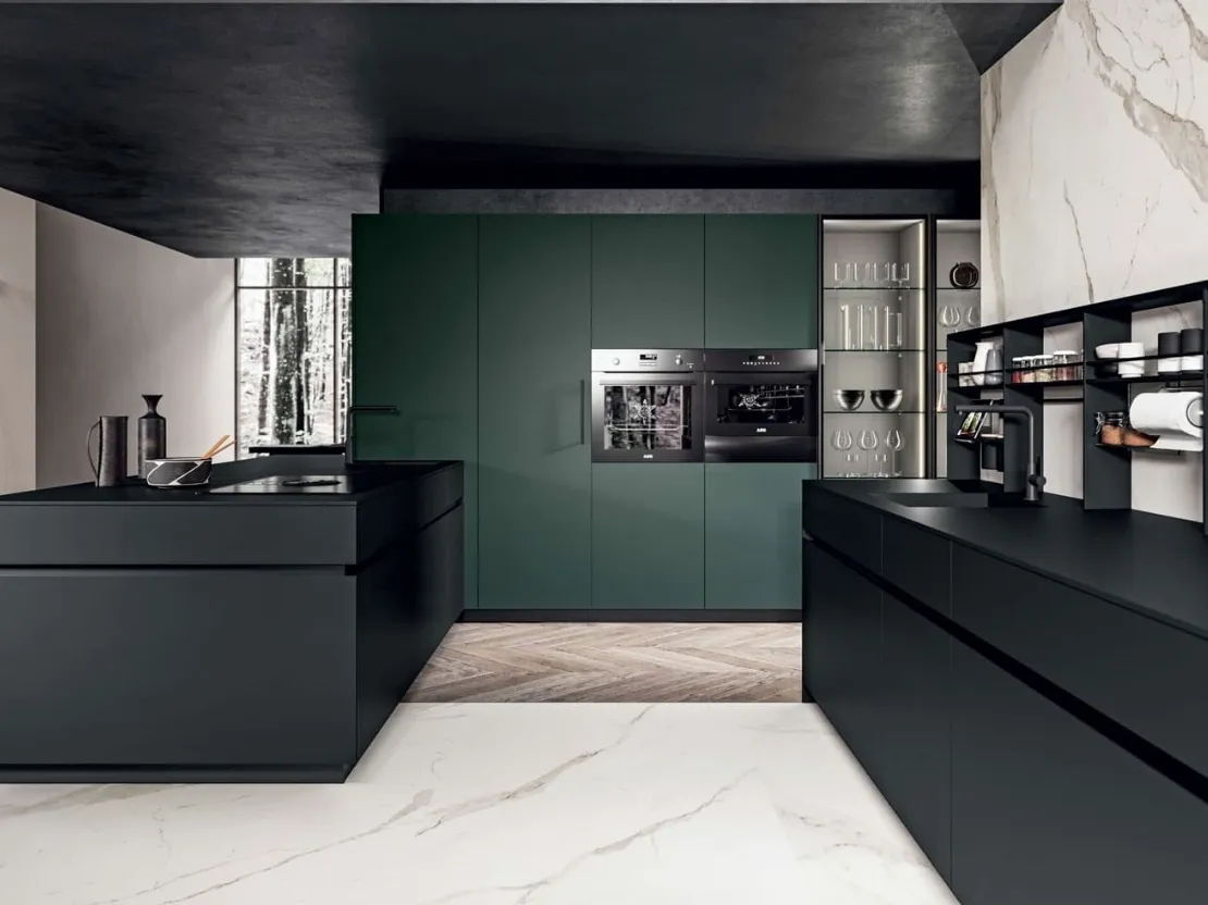 Cucina Moderna Area 22 30° con penisola in laccato opaco di Dibiesse