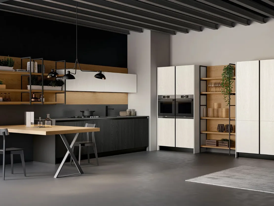 Cucina Moderna angolare in legno laccato Asia 02 di Arredo3