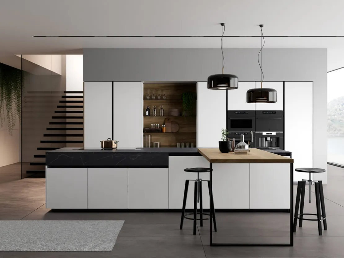 Cucina Moderna con penisola Glass 2 0 di Arredo3