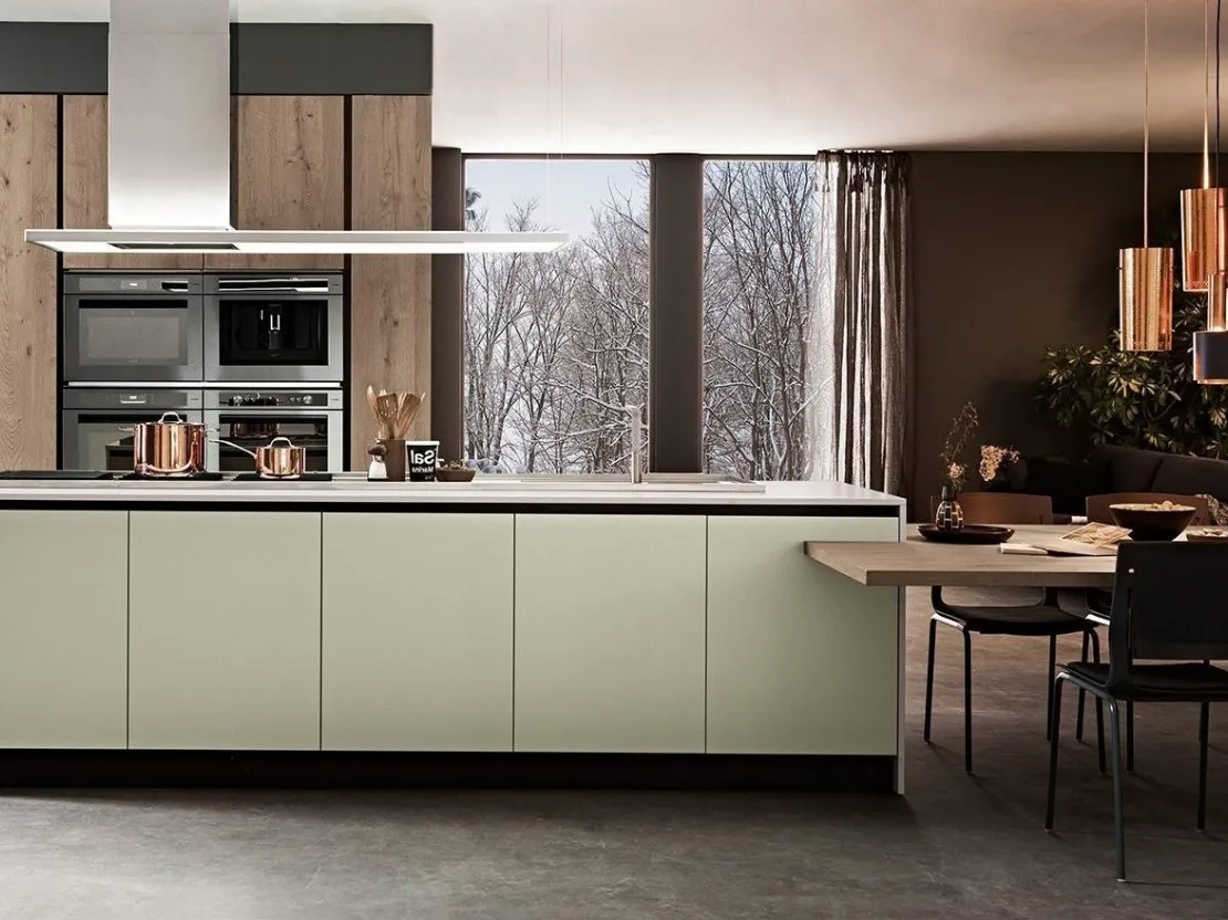 Cucina Moderna in laccato e rovere con isola Aura 06 di Mobilegno