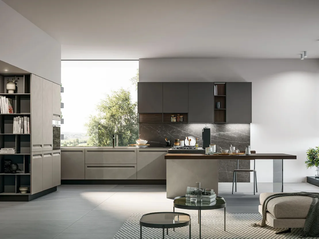 Cucina Moderna in Pet e laminato con penisola Tekna 05 di Arredo3